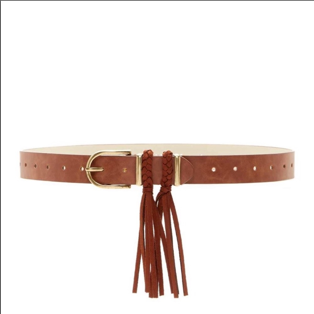 Brown Fringe Suede Belt